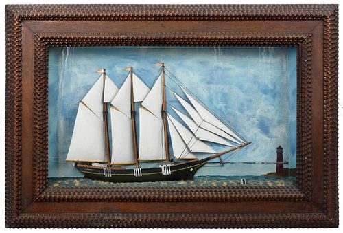 NAUTICAL DIORAMA IN RUSTIC FOLK ART
