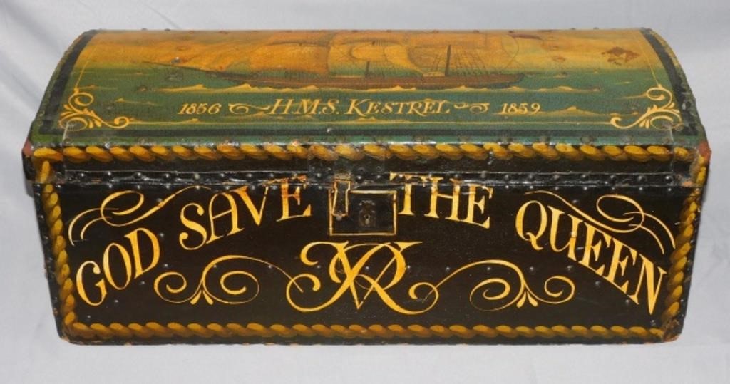 NAUTICAL PAINTED TRUNK HMS KESTREL,