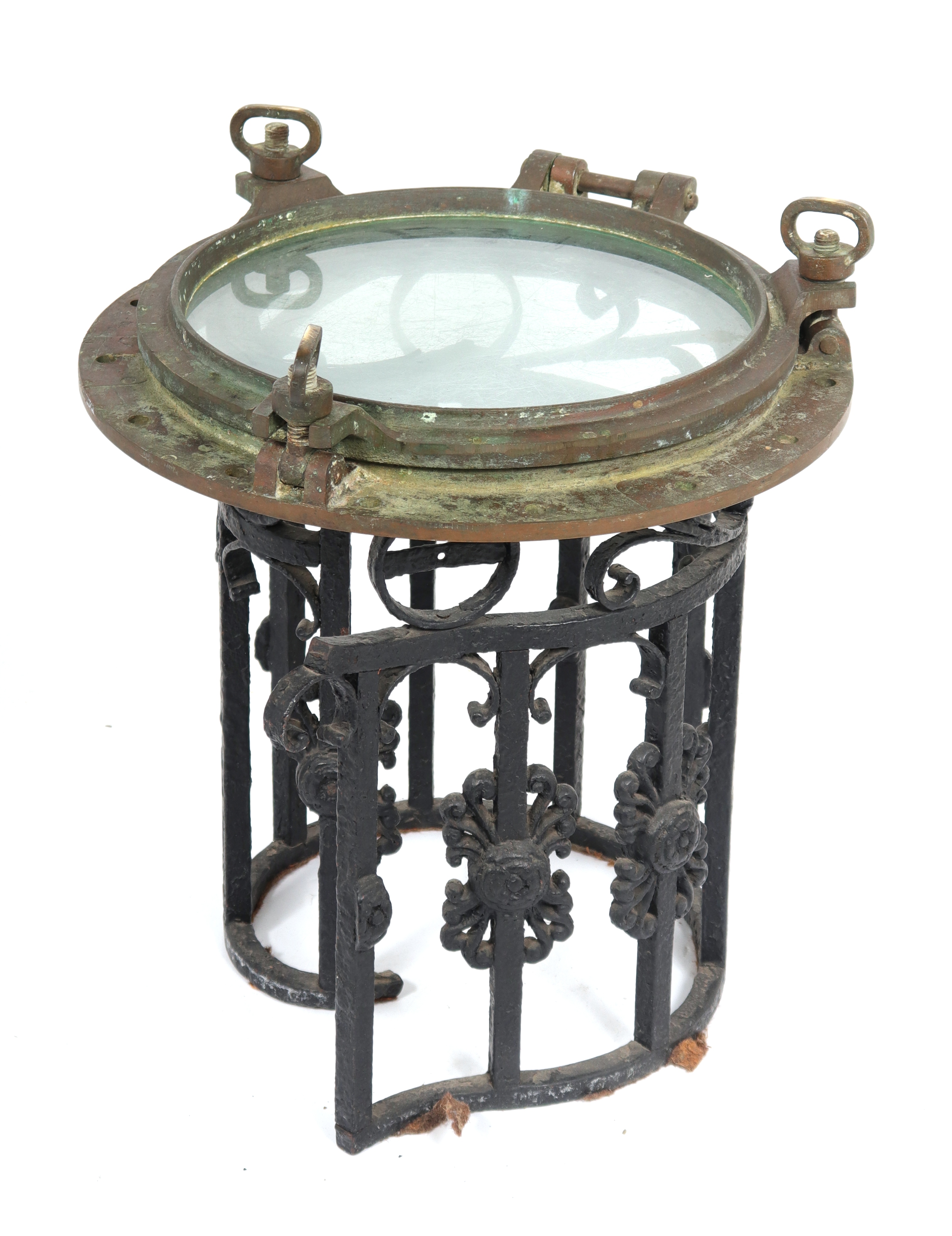 NAUTICAL PORTHOLE WINDOW SIDE TABLE