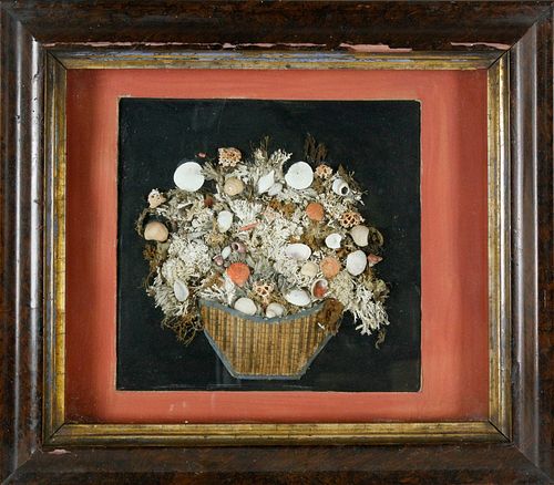 NAUTICAL SHELL AND SEAWEED DIORAMA,