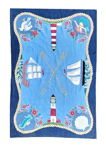 NAUTICAL THEMED HOOKED RUG