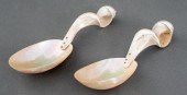 NAUTILUS SHELL SPOONS, PAIR Pa