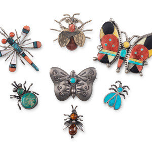 Navajo and Zuni Silver Bug Jewelry,