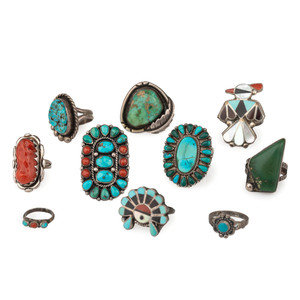 Navajo and Zuni Silver Rings,