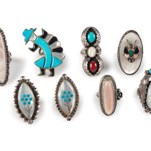Navajo and Zuni Silver Rings with