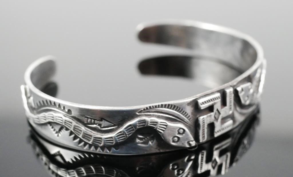 NAVAJO COIN SILVER SWASTIKA CUFF