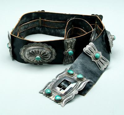 Navajo concha belt, five deeply