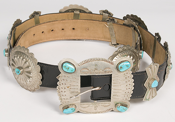 Navajo Concha Belt with Turquoise
