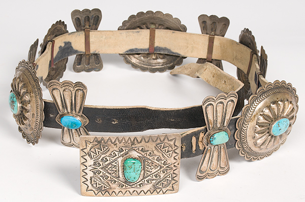 Navajo Concha Belt with Turquoise