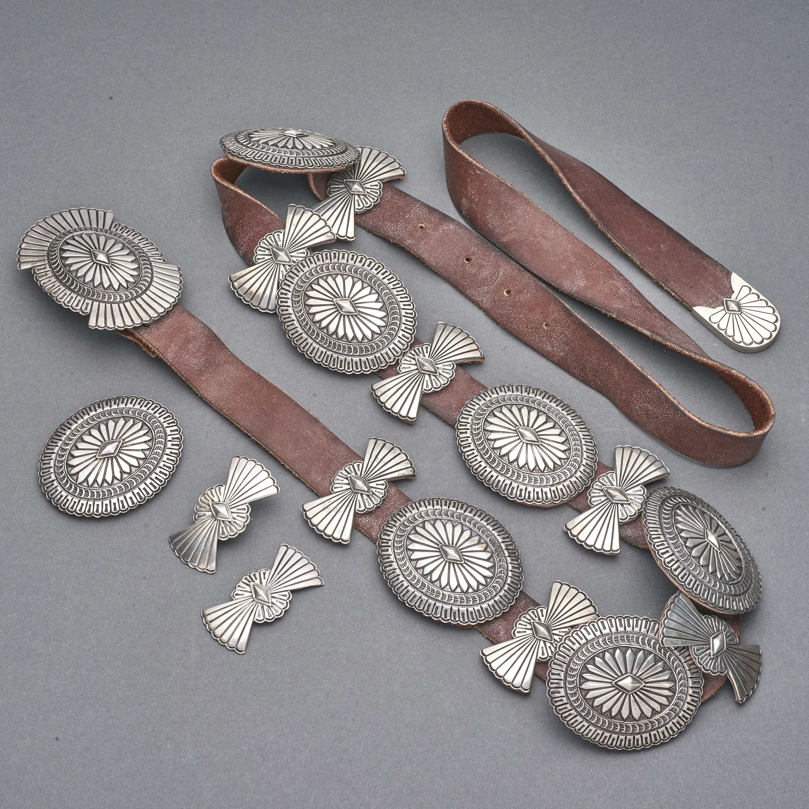 NAVAJO CONCHA STERLING BELT, D