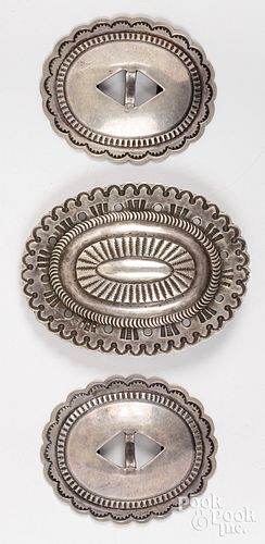 NAVAJO INDIAN BELT BUCKLE AND TWO