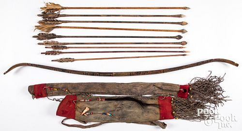 NAVAJO INDIAN PAINTED BOW AND