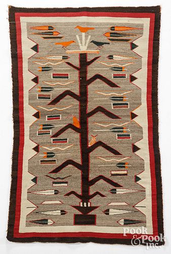NAVAJO PICTORIAL RUG OF BIRDS ON