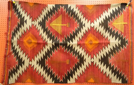 Navajo rug  dark red with black and