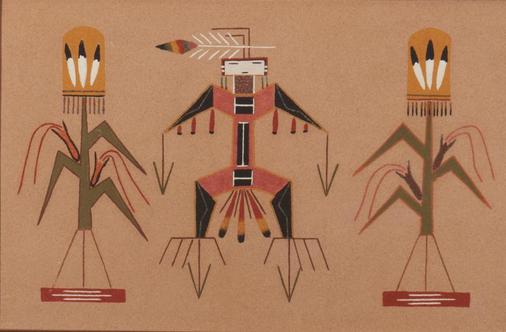 NAVAJO SAND PAINTING WITH FIGURE