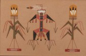 NAVAJO SAND PAINTING WITH FIGU