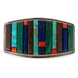 Navajo Silver and Cobblestone Inlay