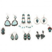 Navajo Silver and Turquoise Ea