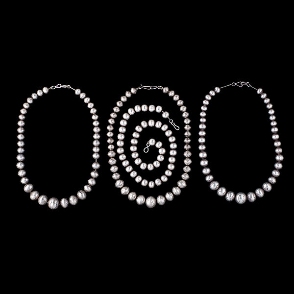 Navajo Silver Bead Necklaces with