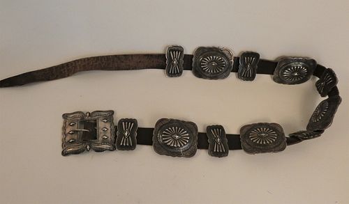 NAVAJO SILVER CONCHA BELTThird