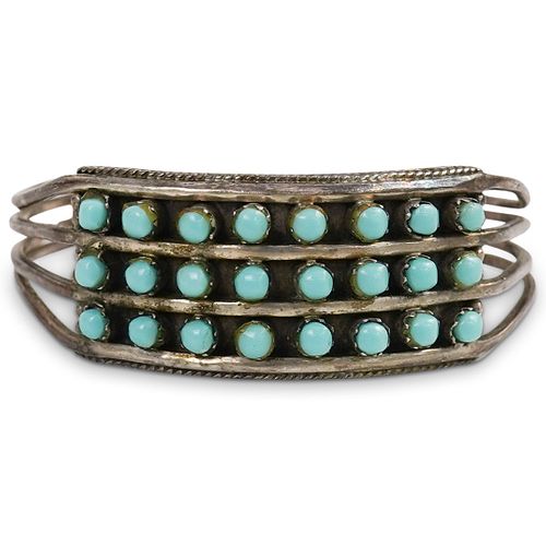 NAVAJO SILVER "SNAKE EYE" TURQUOISE