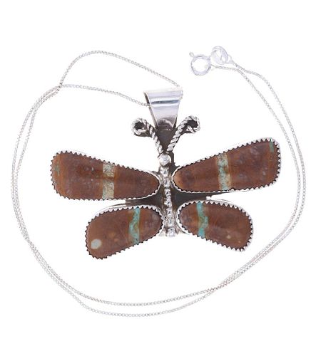 NAVAJO SILVER TURQUOISE BUTTERFLY