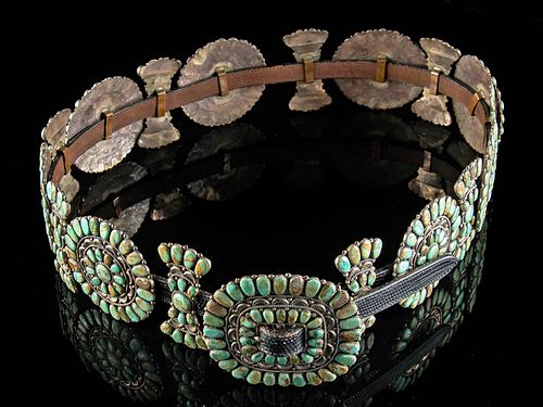 NAVAJO SILVER & TURQUOISE CONCHO