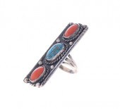 NAVAJO SILVER TURQUOISE & RED