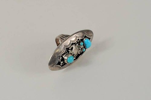 NAVAJO SILVER & TURQUOISE RING BY