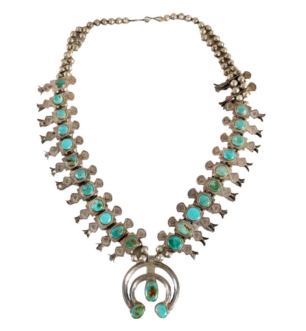 NAVAJO SILVER & TURQUOISE SQUASH