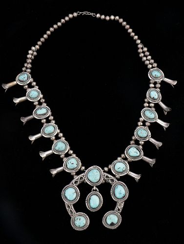 NAVAJO SILVER & TURQUOISE SQUASH