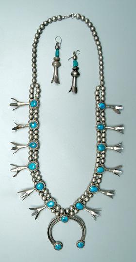 Navajo squash blossom necklace,