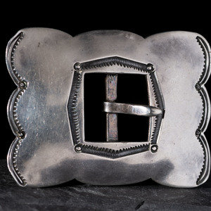 Navajo Stamped Silver Belt Buckle