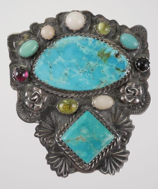 NAVAJO STERLING TURQUOISE OPAL ONYX