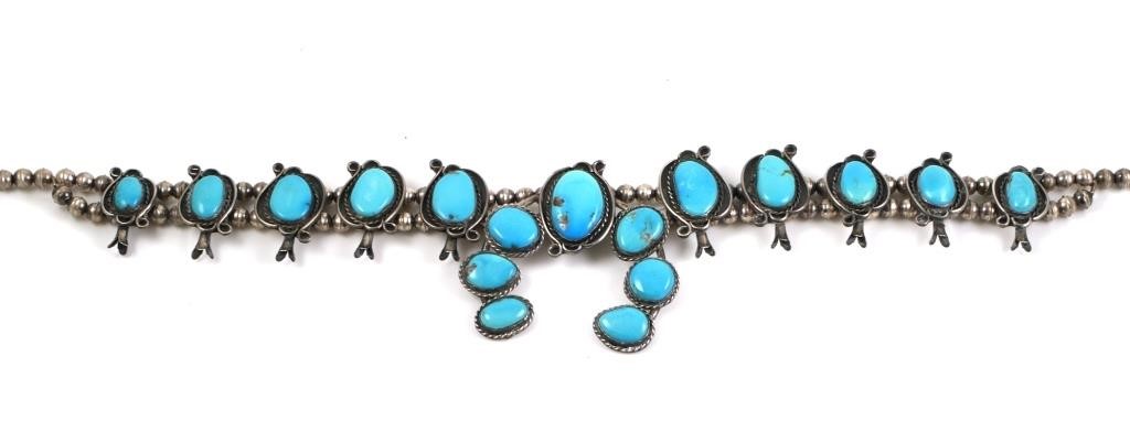 NAVAJO STERLING TURQUOISE SQUASH