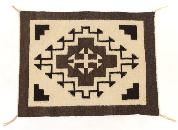 NAVAJO STORM PATTERN WOOL RUG 25 ¾"