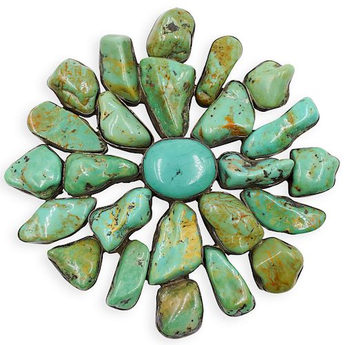 NAVAJO STYLE STERLING AND TURQUOISE