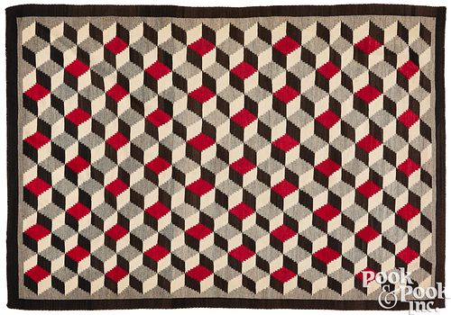 NAVAJO TUMBLING BLOCKS WOOL RUG,