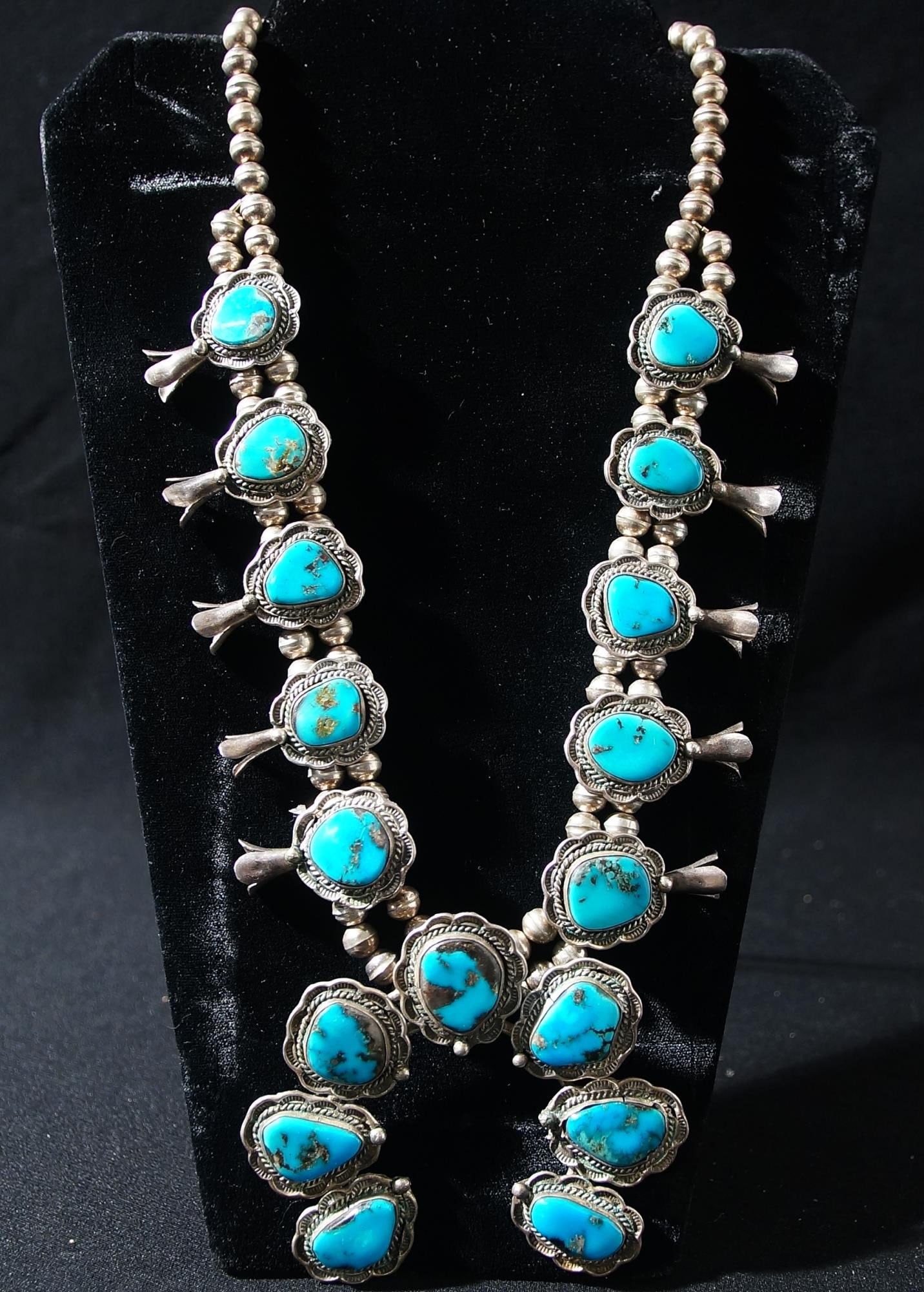 NAVAJO TURQUOISE SQUASH BLOSSOM