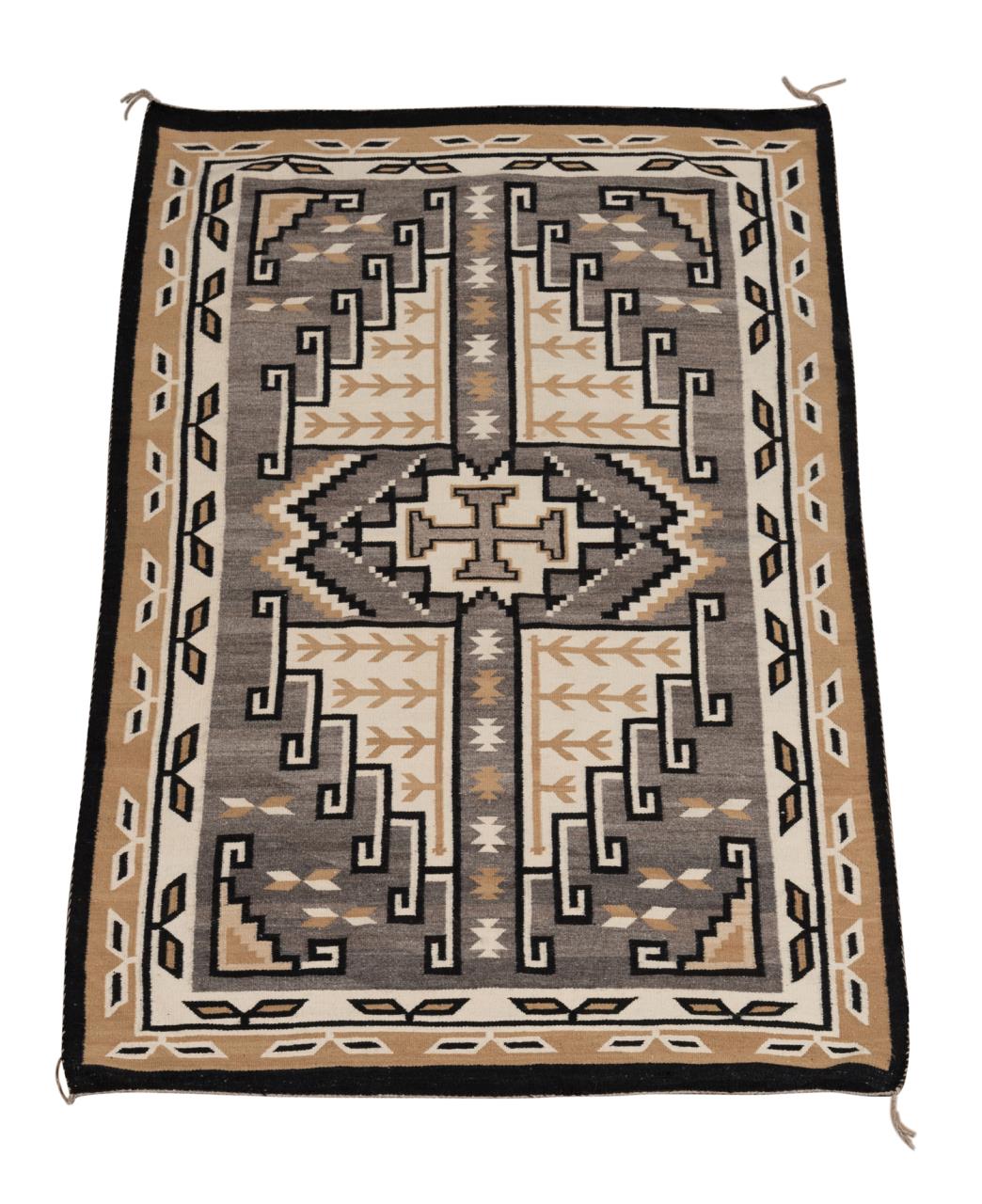 NAVAJO WOOL TWO GREY HILLS RUG, CA.