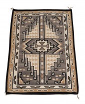 NAVAJO WOOL TWO GREY HILLS RUG