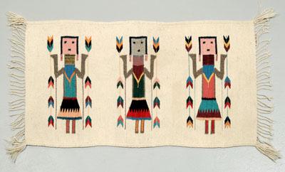Navajo Yei dancer rug, three