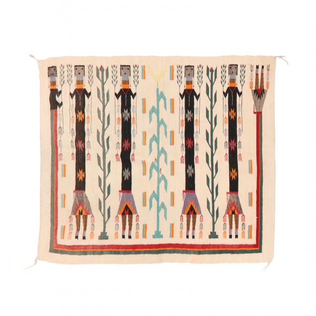 NAVAJO YEI RUG Beige field with