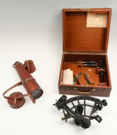 NAVAL SEXTANT & LEATHER BOUND