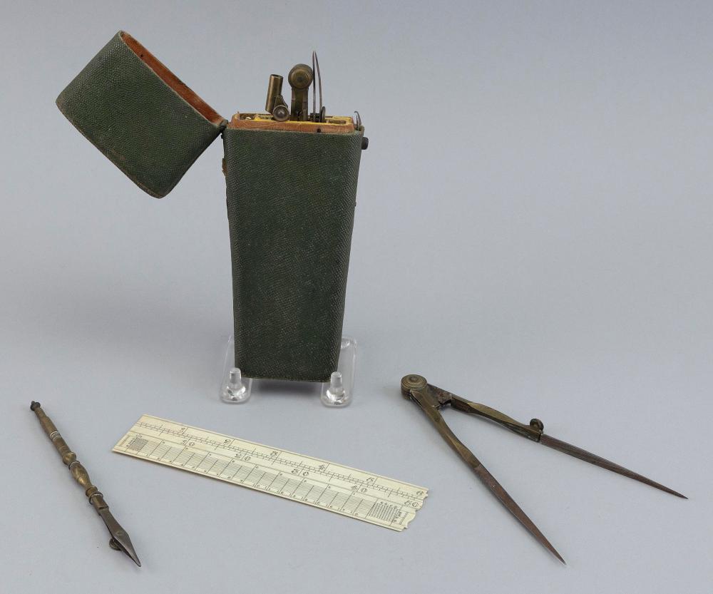 NAVIGATIONAL SET IN A SHAGREEN CASE