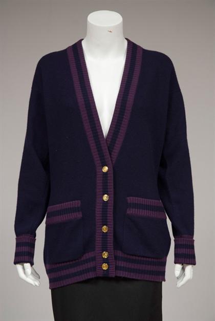 Navy and purple Chanel cashmere