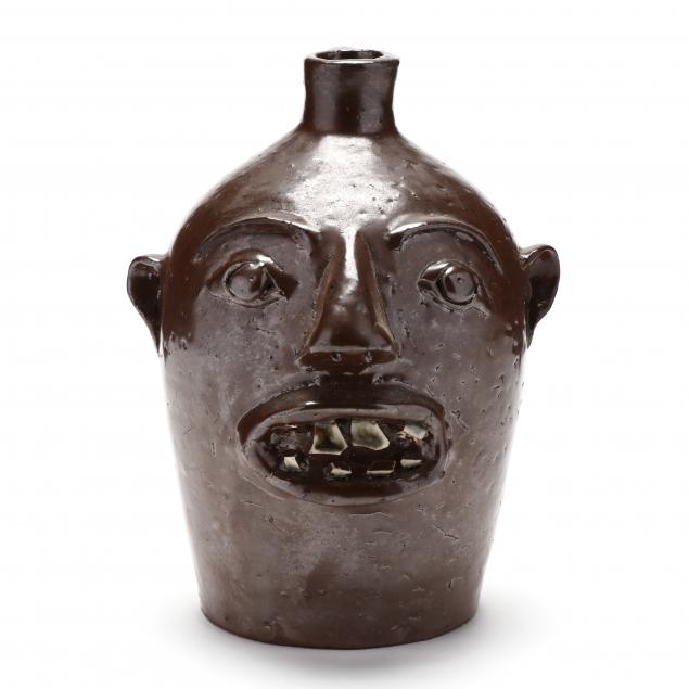NC FOLK POTTERY FACE JUG, VINTAGE