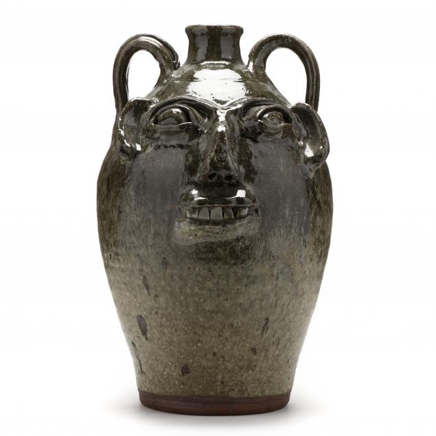 NC FOLK POTTERY, LARGE FACE JUG,