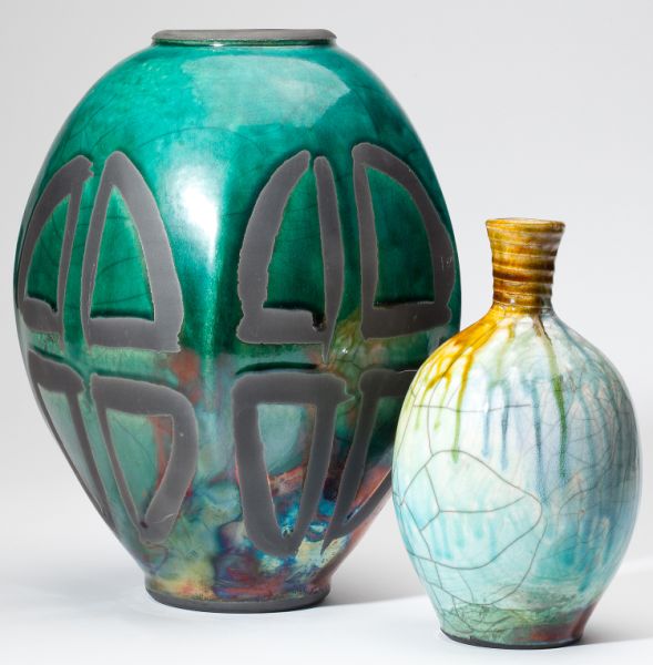 NC Pottery Two Joe Winter Raku