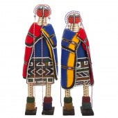 NDEBELE. A PAIR OF BEADED DOLL
